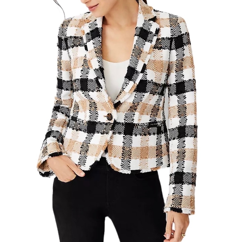 Ann Taylor Newbury Blazer in Check Tweed 4